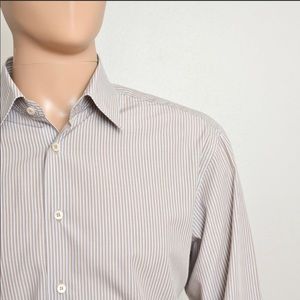 Prada LS Tan Striped Button Down Shirt XL
